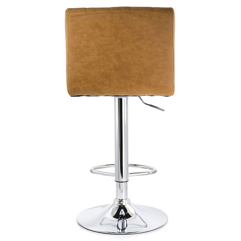 Elama 2 Piece Vintage Faux Leather Adjustable Bar Stool in Camel