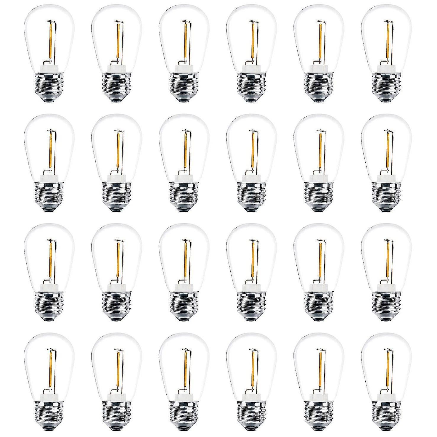 24 Pack 3v Led S14 Replacement Light Bulbs， Shatterproof Outdoor Solar String Light Bulbs， Warm Whi