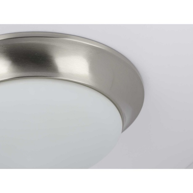 Progress Lighting Crown Collection 2 light Flush Mount Brushed Nickel Etched Glass Material Steel Finish Color Brushed Nickel