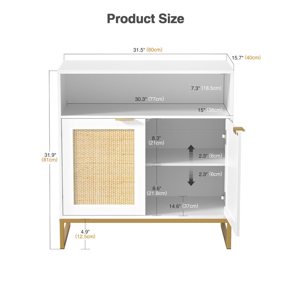 Anmytek White Buffet Sideboard Buffet Sideboard Storage Cabinet Kitchen Cupboard Console Table with Open Shelf