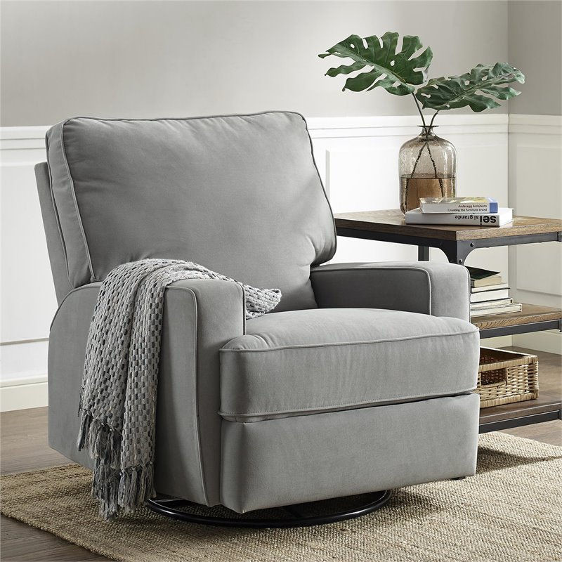 Baby Relax Rylan Swivel Gliding Recliner in Gray   Contemporary   Recliner Chairs   by Homesquare  Houzz