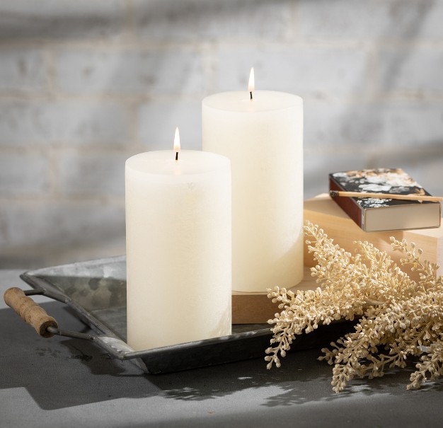 Melon White Pillar Candles Set Of 2