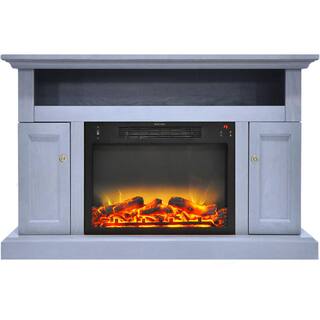 Hanover Kingsford 47.5 in. Freestanding Electric Fireplace TV Stand in Slate Blue Enhanced Log Display FS5021-2BSBL2