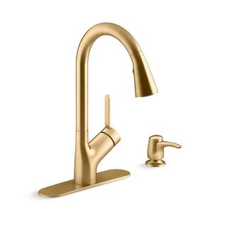 KOHLER Setra Single-Handle Pull-Down Sprayer Kitchen Faucet in Vibrant Brushed Moderne Brass K-R22897-SD-2MB