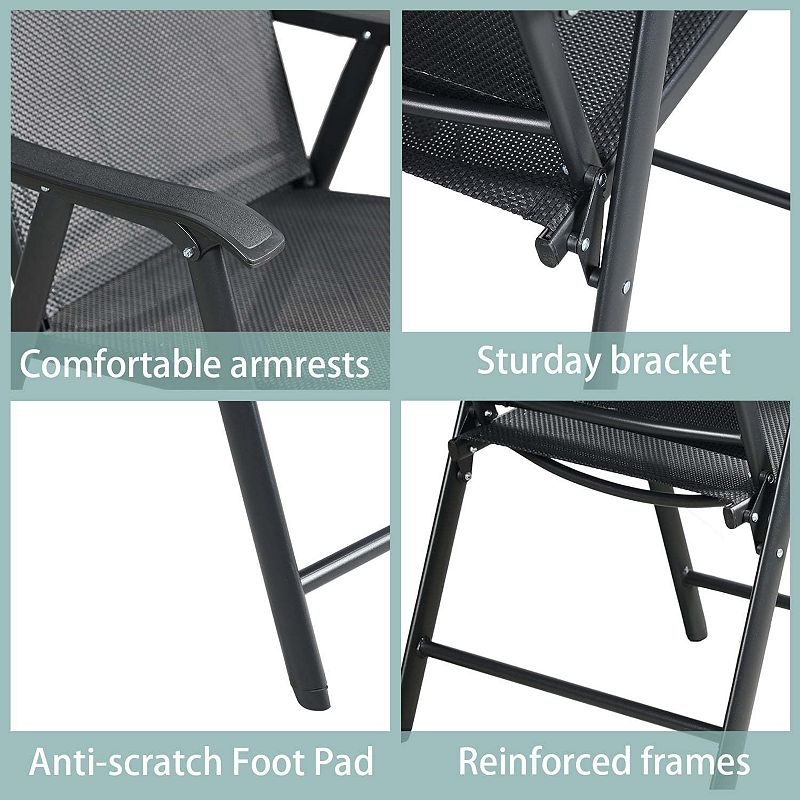 Aoodor Folding Patio Chairs for Indoor and Outdoor 4 Sets