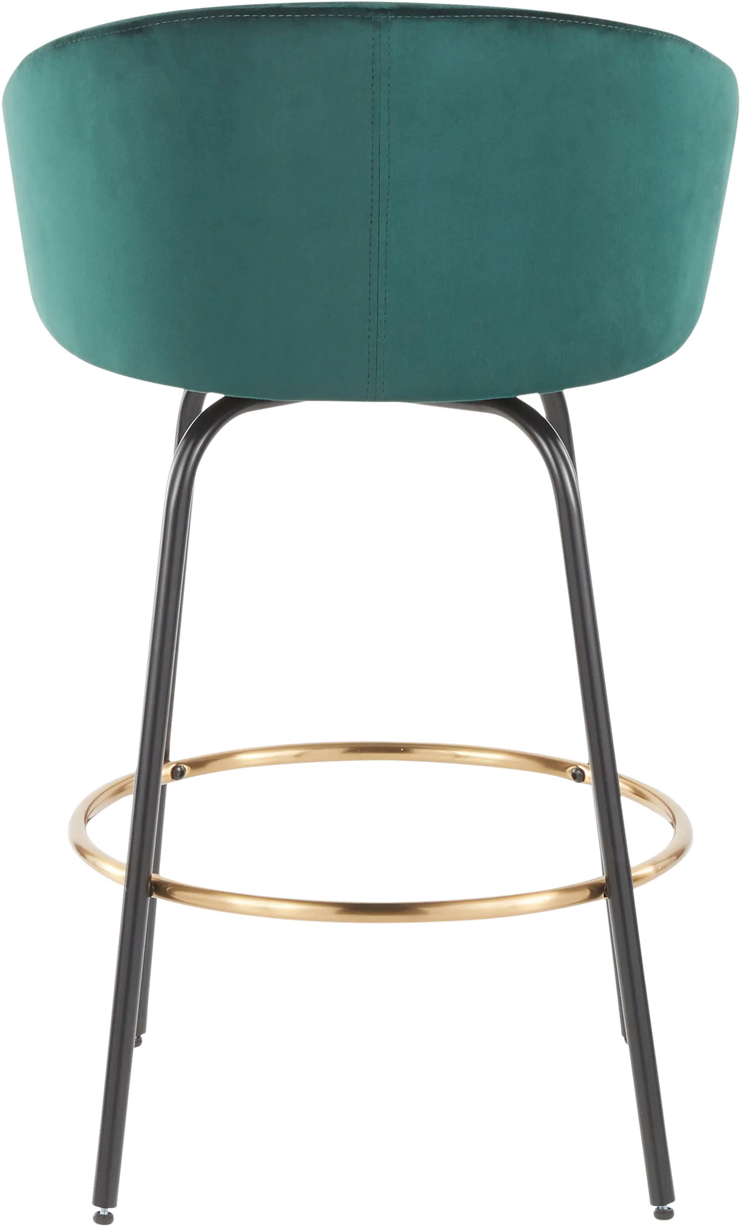 Claire Glam Gold and Emerald Velvet Barstool Stool， Set of 2