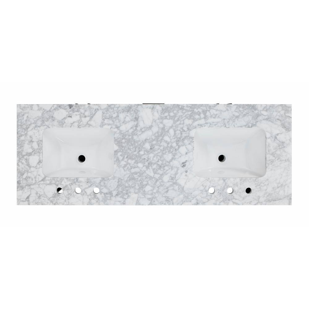 Home Decorators Collection Stanbury 60 in. W x 22 in. D Double Vanity in Cashmere with Carrara Marble Vanity Top with White Sink 1459VA60-247900