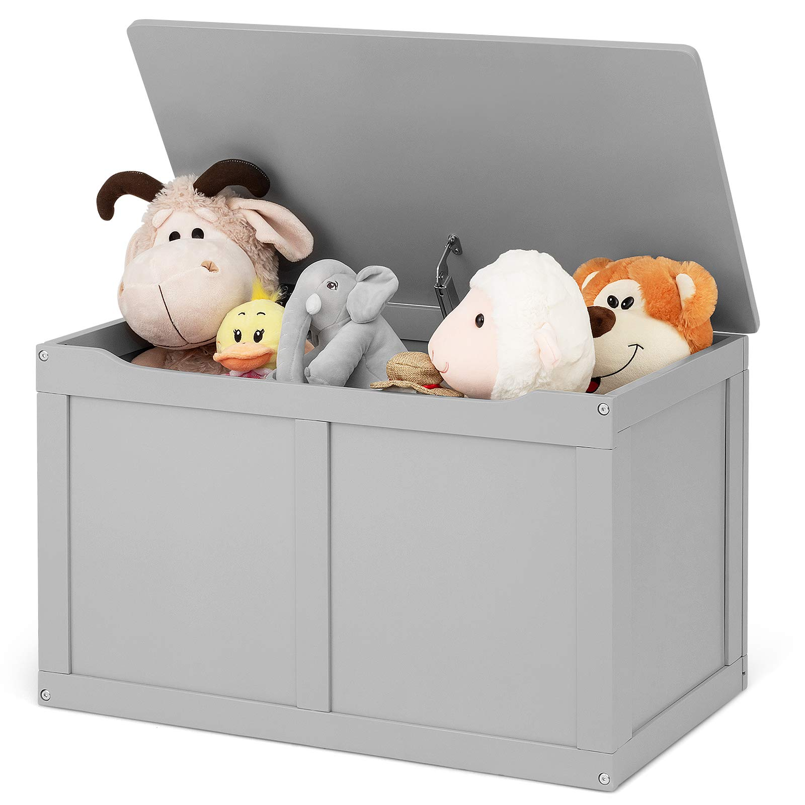 Costzon Wooden Kids Toy Storage Chest Organizer, 2 Safety Hinge