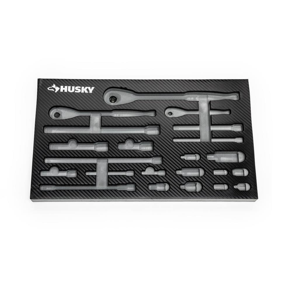 Husky 14 in. 38 in. and 12 in. 144-Position Ratchet and Accessory Set in EVA (22-Piece) H144RAT22PCEVA