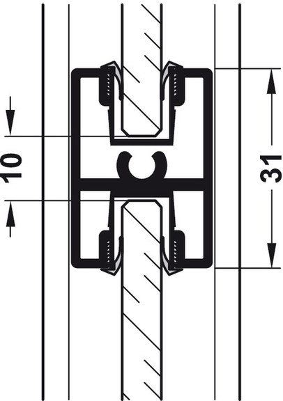 Hafele 403.35.100 Bottom Running Gear  Silent Aluf...