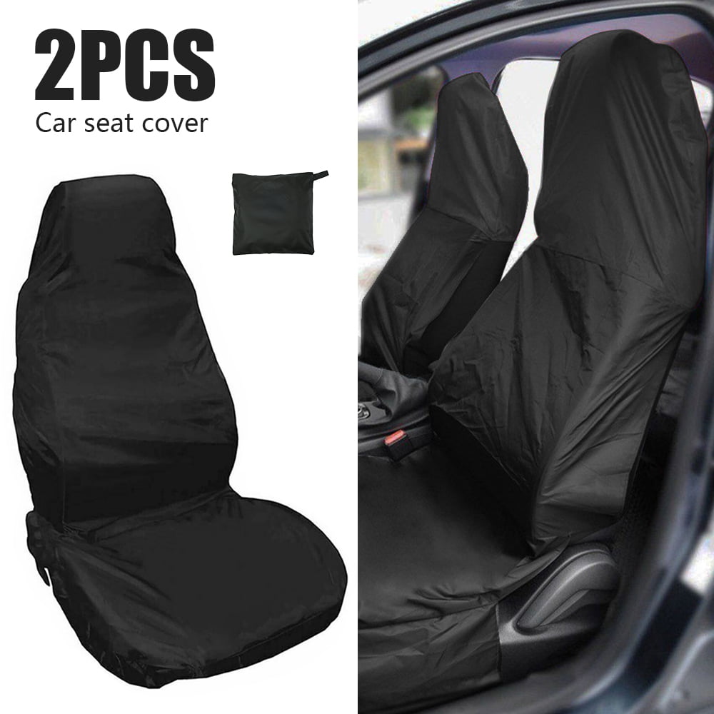 NKTIER 2PCS Waterproof Car Seat Cover Heavy Duty Polyester Universal Car Seat Protector Foldable Black Car Front Seat Covers