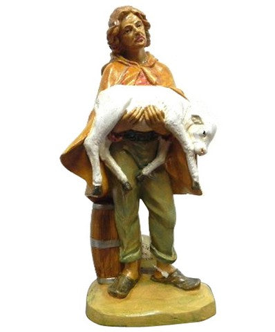 12 Peasant Man With Lamb Figurine