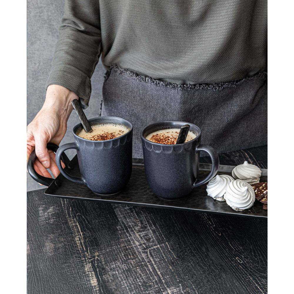 Over and Back 15.5 oz Mug Black Stoneware (set of 4) 923298