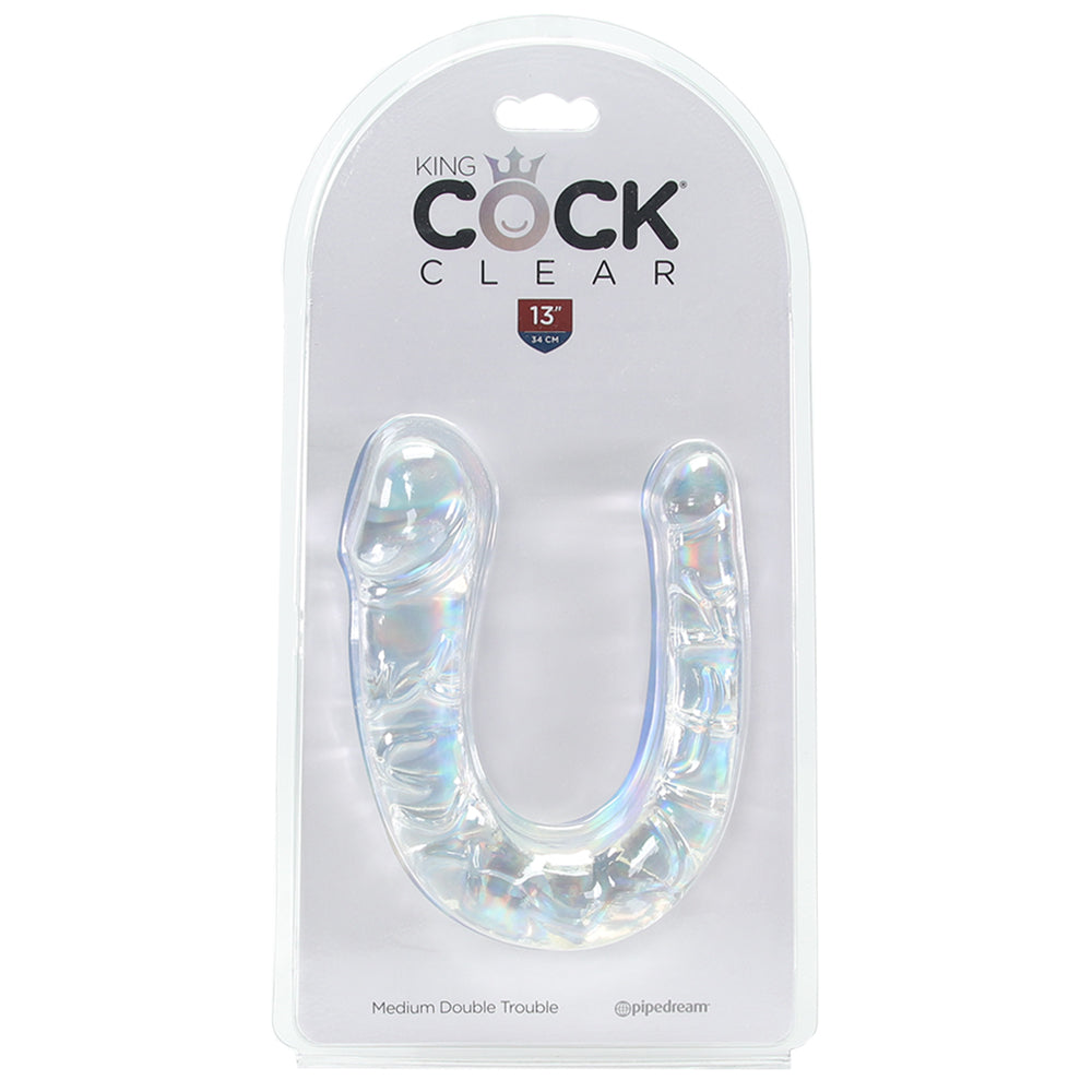 King Cock Double 13 Inch Trouble Dildo in Clear