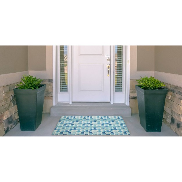 Kai Washable Outdoor Rug Blue ivory Linon