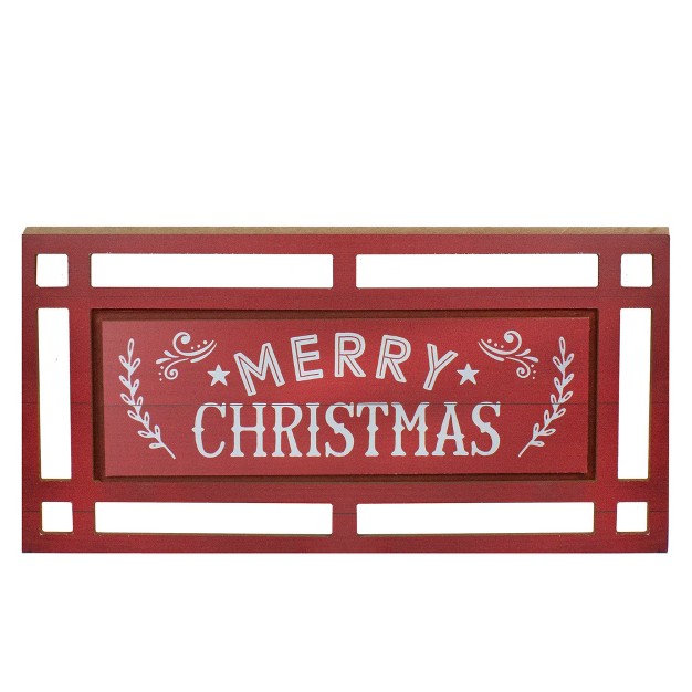 Northlight 24 Red And White Merry Christmas Rectangular Carved Wooden Wall Sign