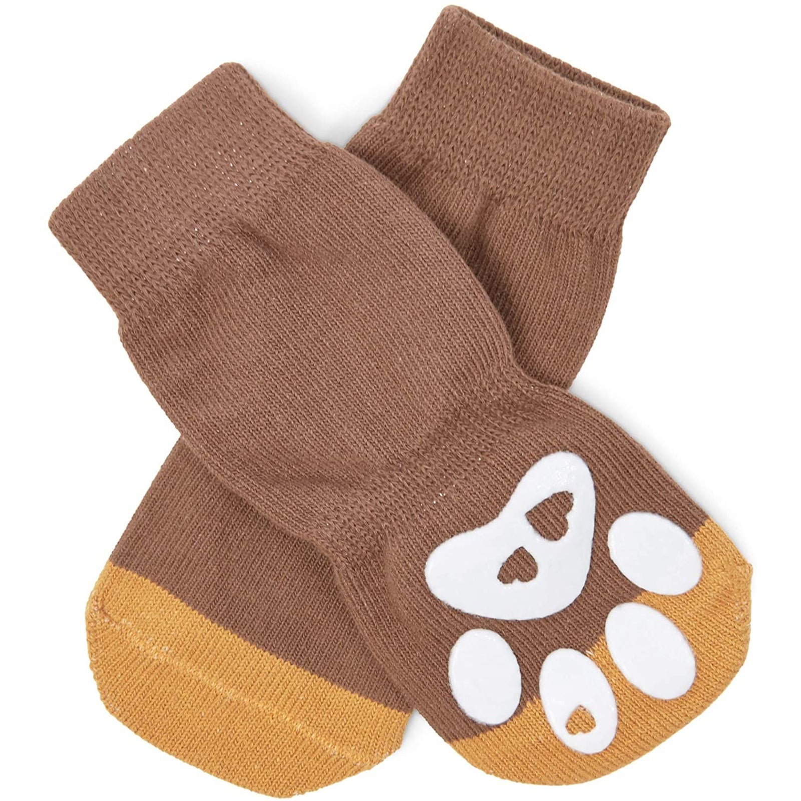 4 Pairs Slip Resistant Dog Socks， Warm Paw Protectors for Dogs， Grippy Doggie Booties for Slippery Hardwood， Linoleum， Tile， Laminate， Marable， and Polished and Waxed Floors， 8 Pieces， Medium