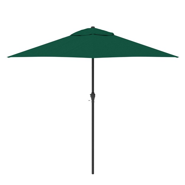 9 x27 X 9 x27 Steel Market Polyester Patio Umbrella With Crank Lift And Push button Tilt Hunter Green Astella