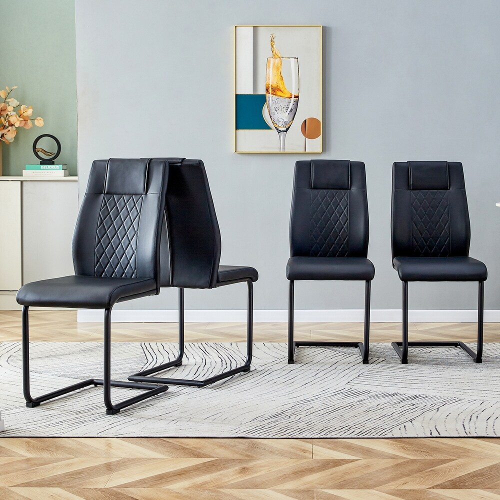 Artificial leather cushioned seats  dining chairs. Dining Room   Living Room Chair. with metal legs set of 4