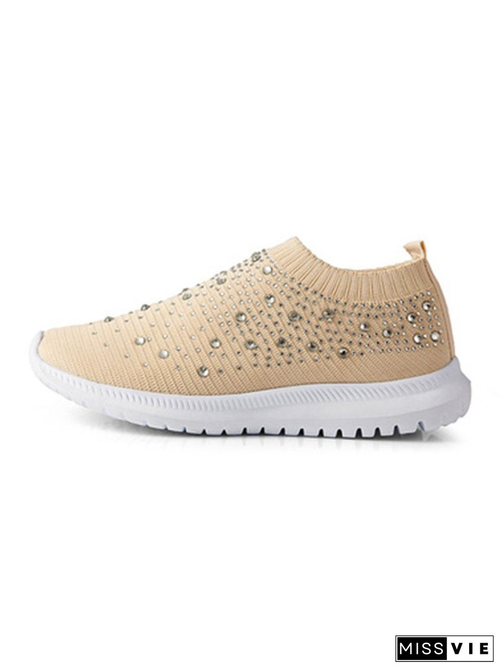 Rhinestone Design Portable Overfoot Lightweight Flyknit Sneakers