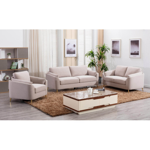 Contemporary 1pc Loveseat Beige Color with Gold Me...