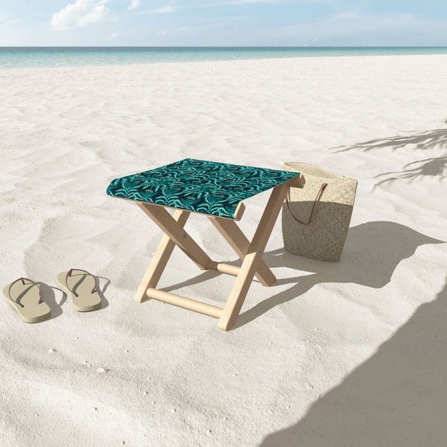 Holli Zollinger Maisey Teal Folding Stool Deny Designs