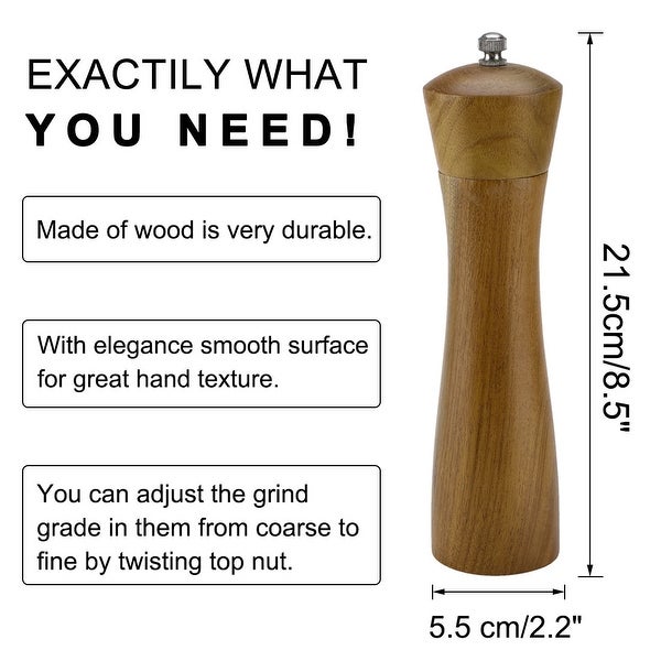 Wooden Salt Pepper Grinder Mills Shakers with Adjustable Coarseness