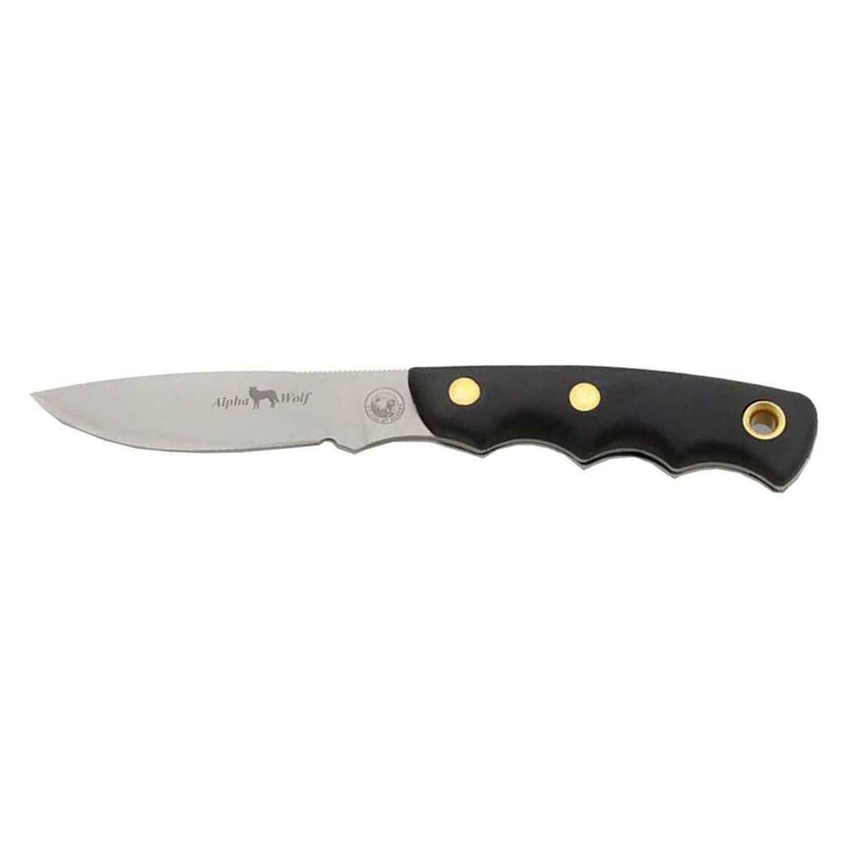 Knives of Alaska Alpha Wolf 3.125 inch D2 Blade with Serge Grip Knife  Black