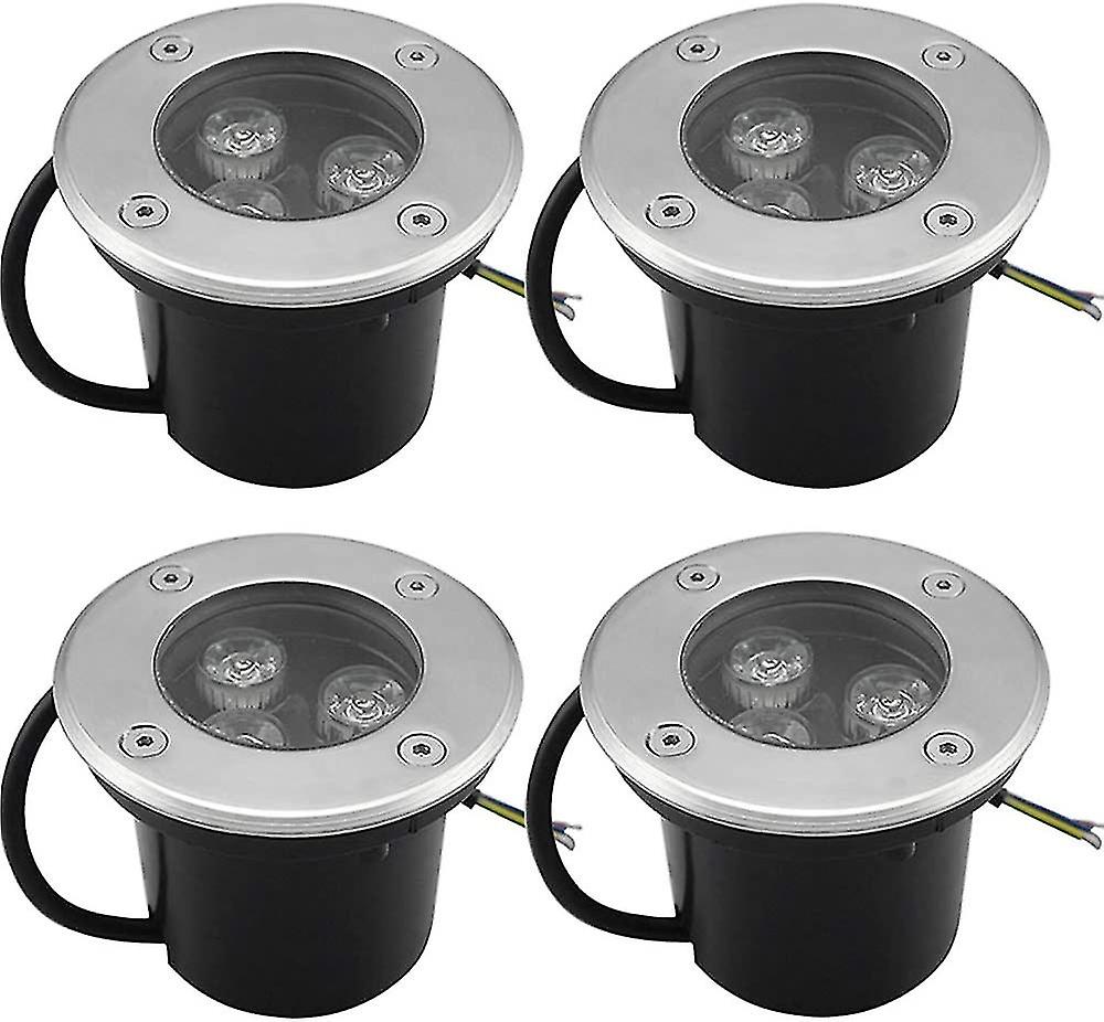 Outdoor Led Recessed Spotlight 4 Pack 3w Ip65 Led Recessed Spotlight Round Terrace 270 Lumen Outdoor Garden Lighting Lamp， For Garden Path Yard Garage