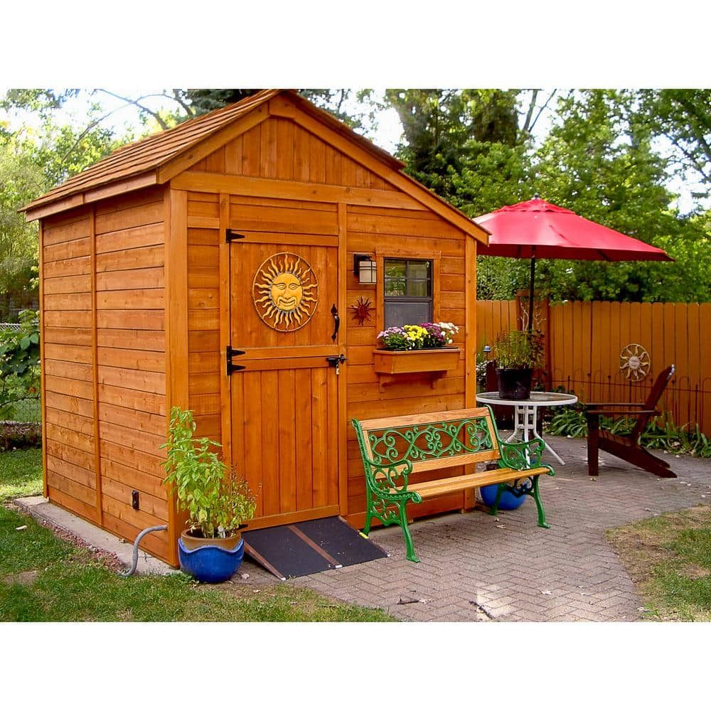 Outdoor Living Today Sunshed 8 ft. x 8 ft. Western Red Cedar Garden Shed SSGS88