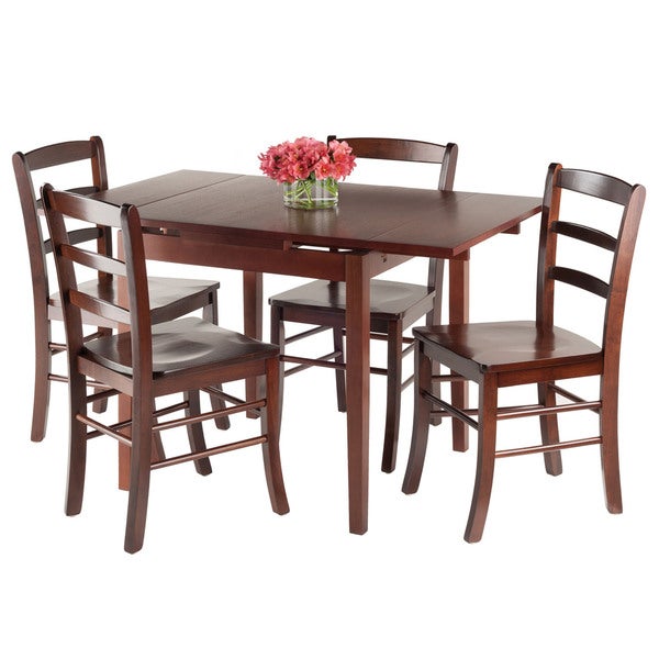 Winsome Pulman Extension 5-Piece Wooden Dining Table with Ladder Back Chairs