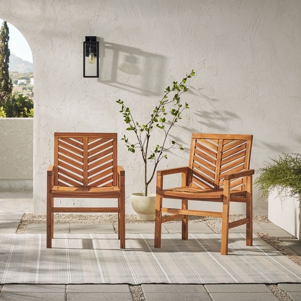 Middlebrook Acacia Wood Chevron Patio Chair (Set of 2)