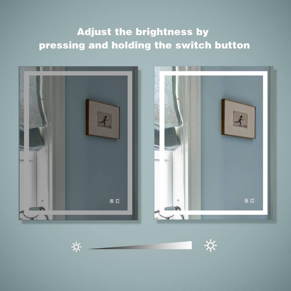 ExBrite 28 in. x 36 in. Frameless VerticalHorizontal Mounted Anti Fog Dimmable Front Lighted Bathroom Vanity Mirror Night Light JS-2836R-4-X-E