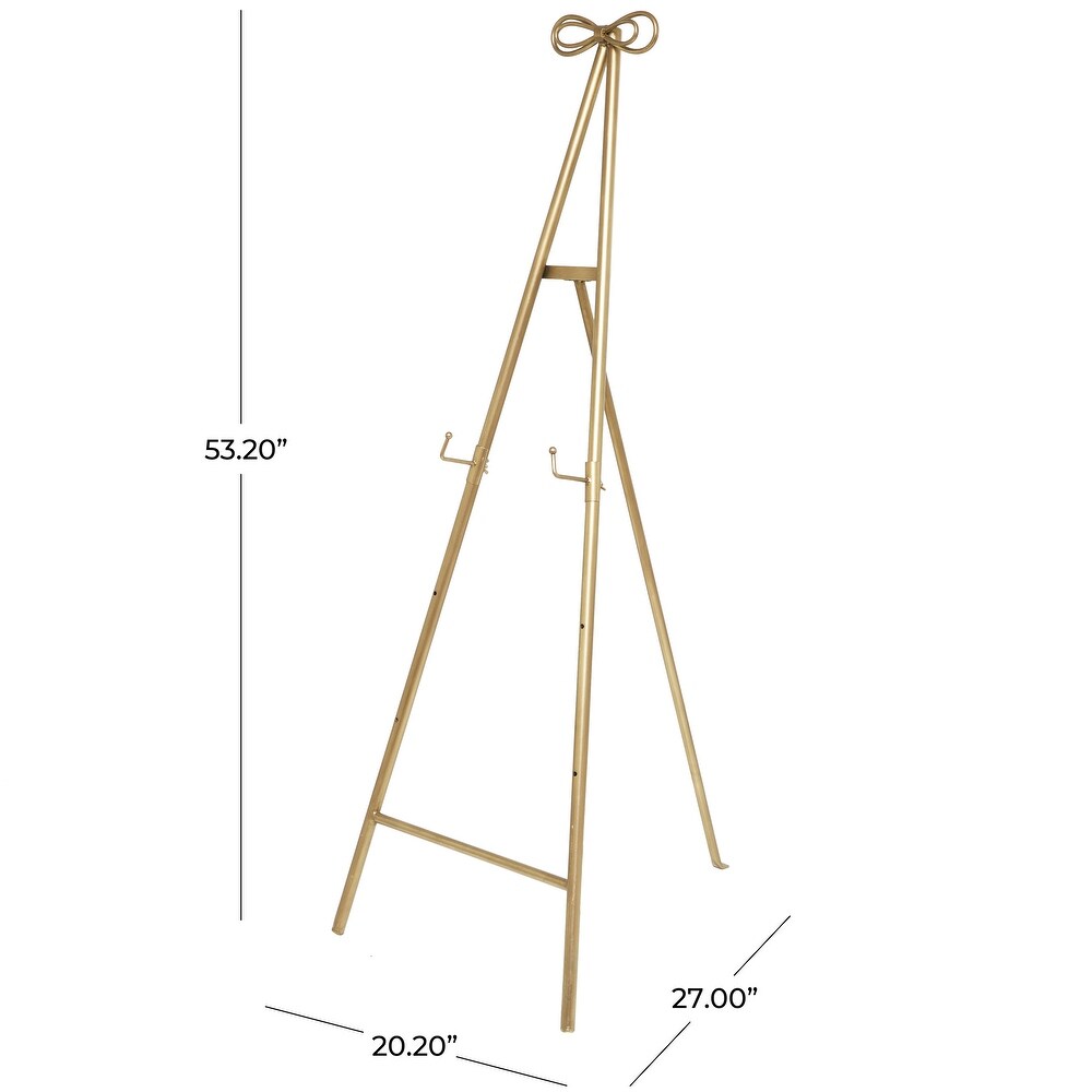 Gold Metal Tall Adjustable Display Stand Easel with Bow Top