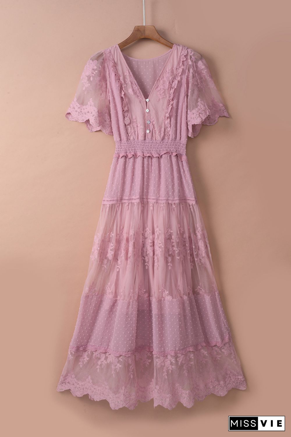 Pink Luminous Dawn Lace Gown