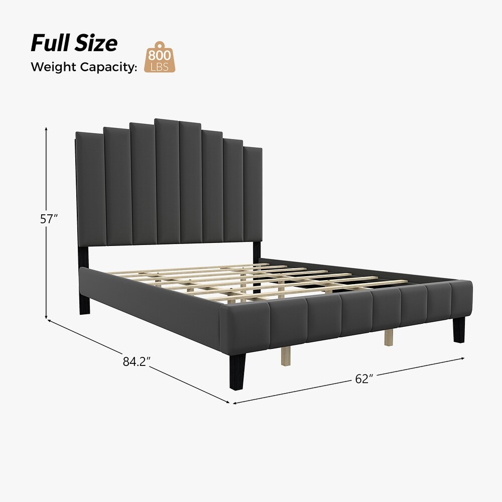 Tufted Upholstered Platform Bed with Sturdy Center Legs and Elegant Headboard for Bedroom by HULALA HOME