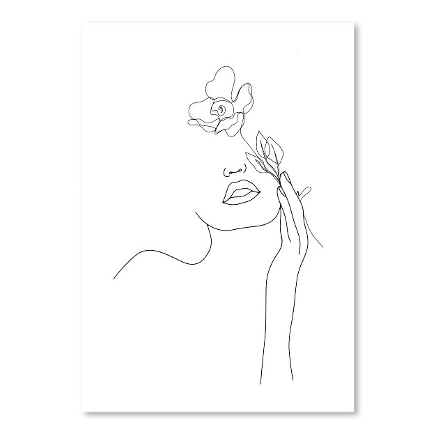 Americanflat Minimalist Girl Face With Rose 1 By Grab My Art Poster