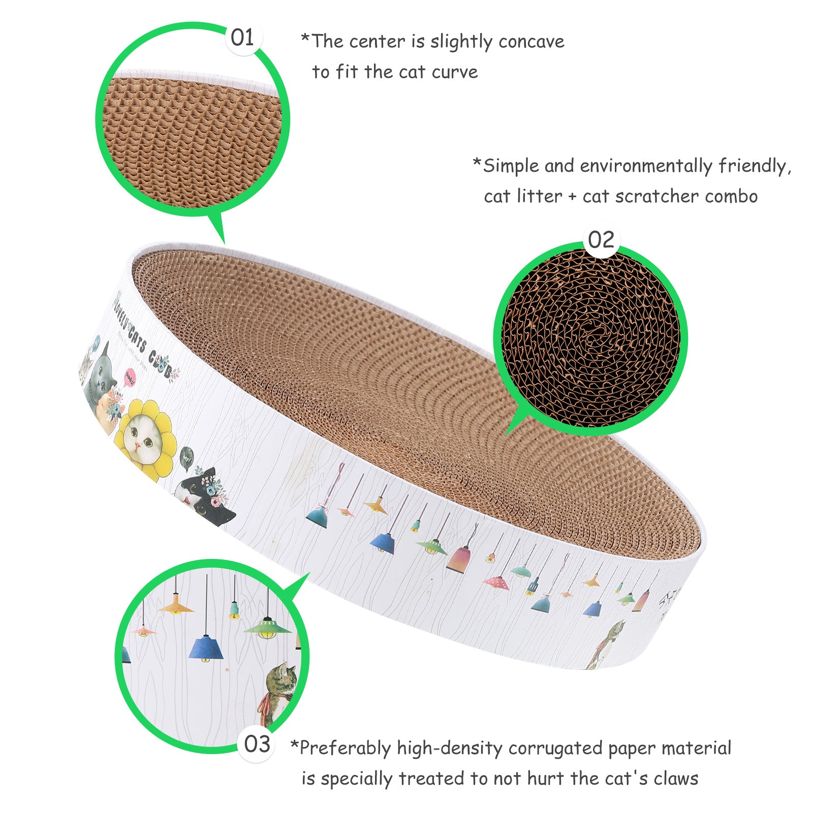 NUOLUX Cat Scratch Board Corrugated Paper Cat Scratching Post Bowl Shape Scratching Board