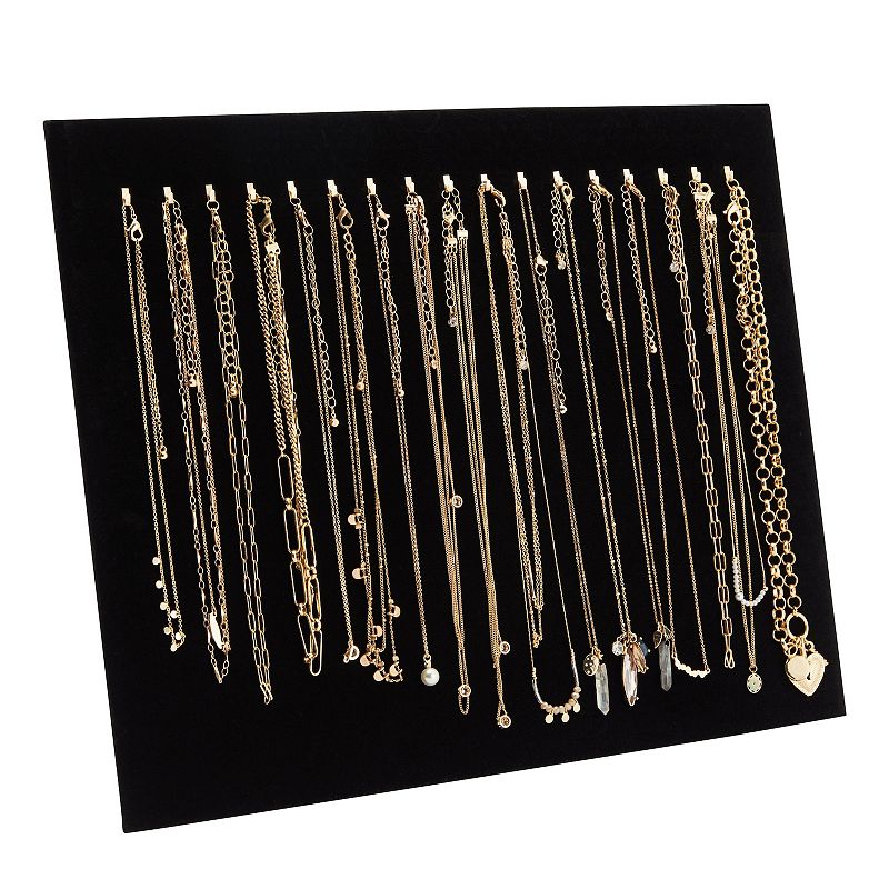 2 Pack Jewelry Display Boards with Hooks， Black Velvet Boutique Necklace Stands for Pop Up Shop (14.6 x 11.9 x 4.5 In)