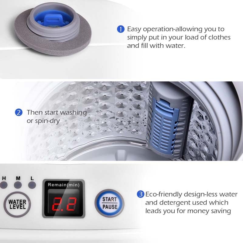 8 LBS 2-in-1 Portable Washing Machine with Drain Pump, Top Load Washer Dryer Combo for RV Dorm Apartment