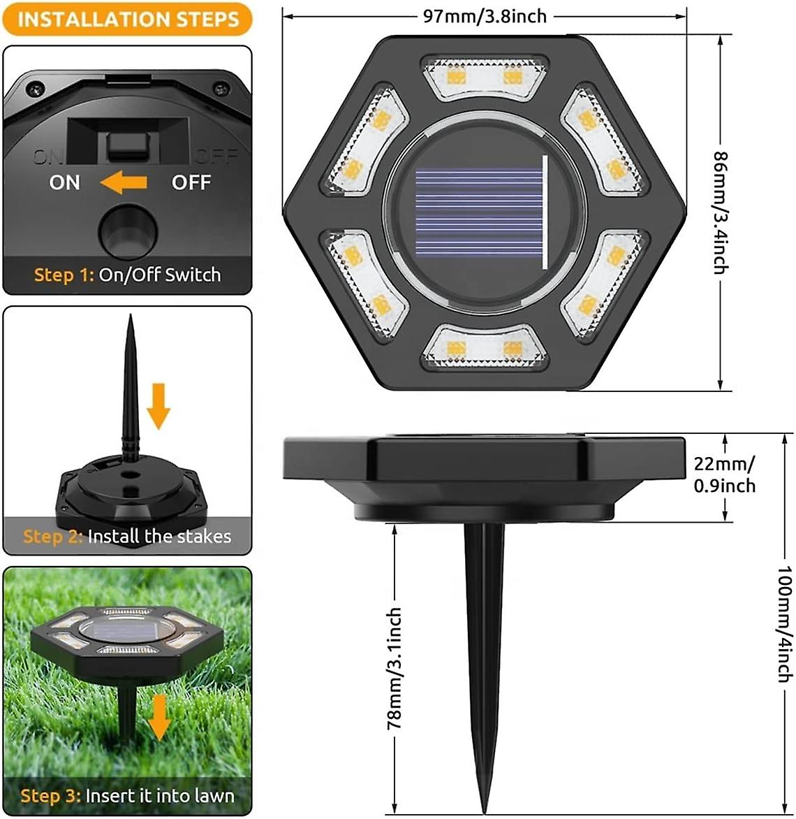 Outdoor Waterproof Garden Ground Lights For Terrace Lawn Garden 12 Led Underground Induction Round Ball Ip65 [8-pack]