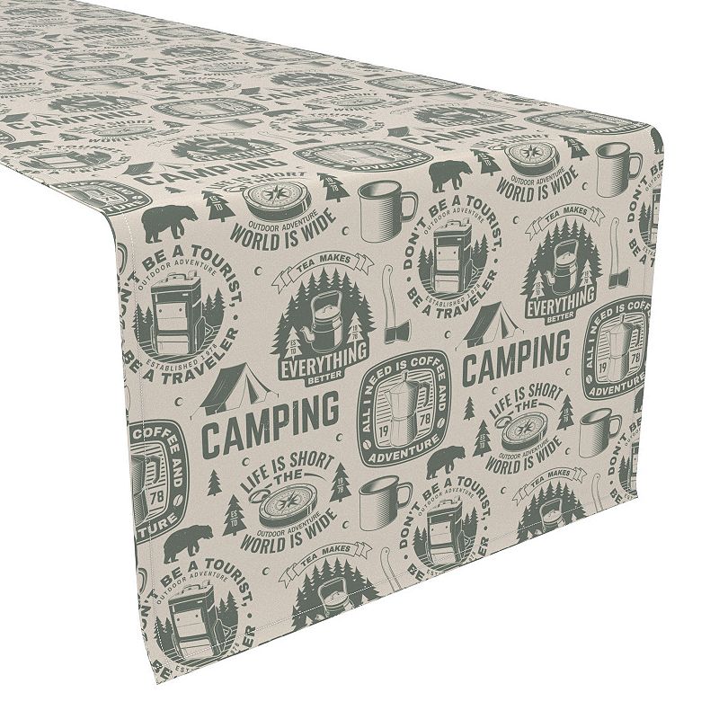 Table Runner， 100% Cotton， 16x72， Camping Adventure