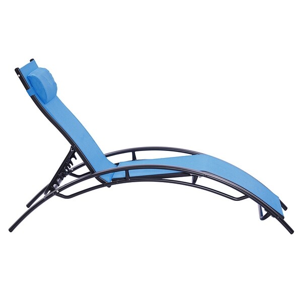 2pcs Set Outdoor Lounges Chaise Lounger Recliner For Sunbathing