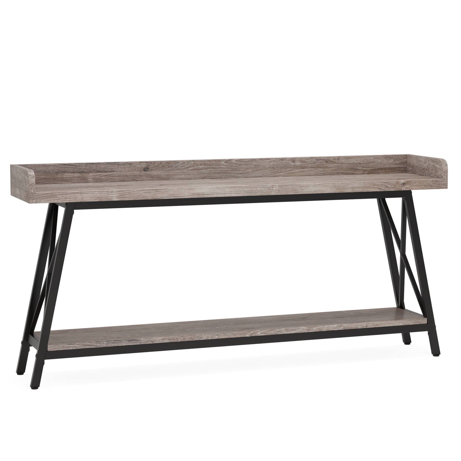 Industrial Console Table, 2-Tier Narrow Sofa Table Behind Couch