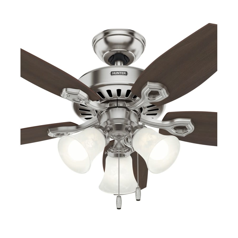 Hunter Builder Ceiling Fan 42 Brushed Nickel Brazilian Cherry ;