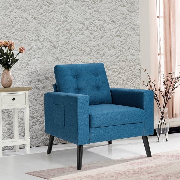 Modern Accent Armchair Upholstered Single Sofa Chair w/ 2-Side Pockets - See Details