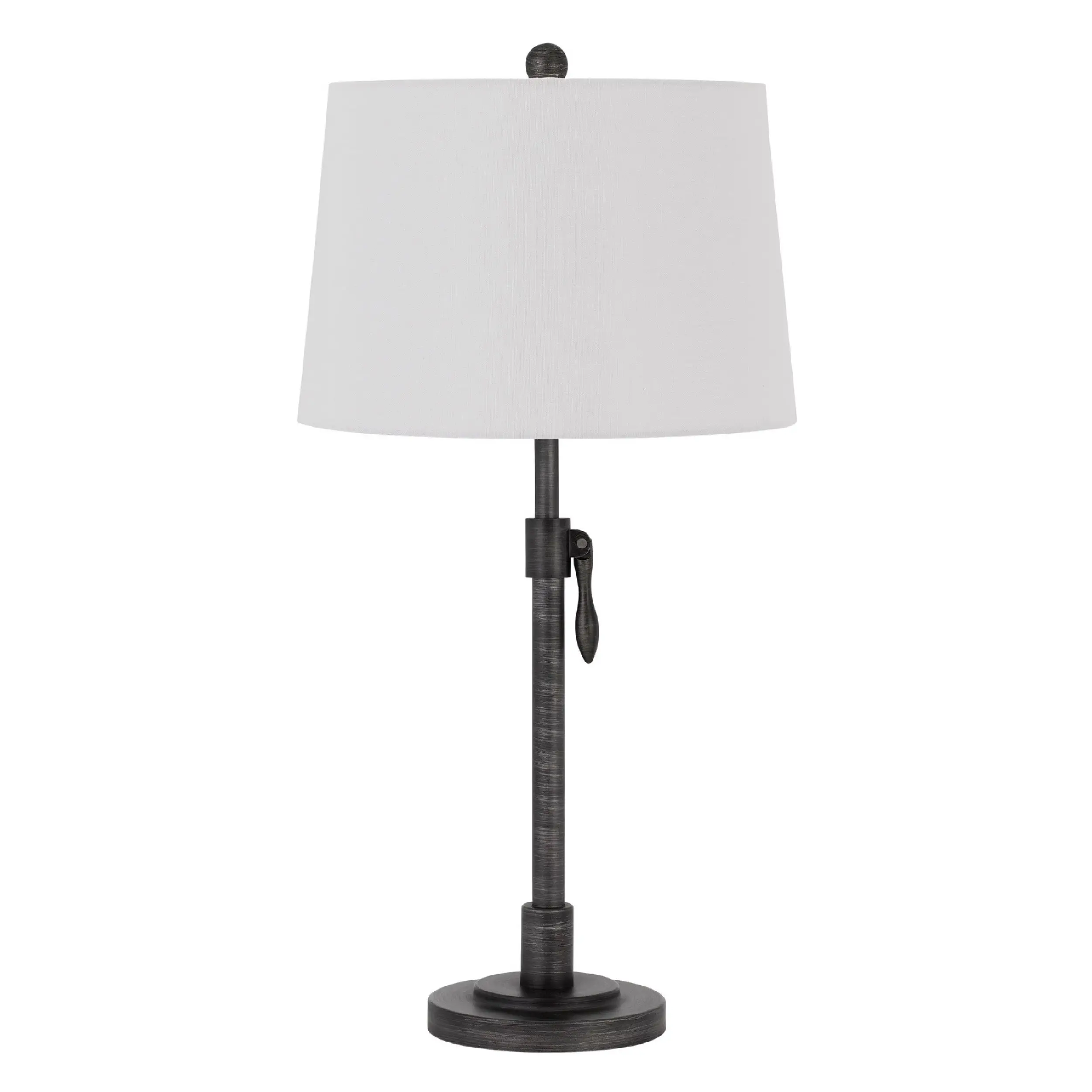 26 Inch Adjustable Metal Table Lamp with Latch， Heather Grey