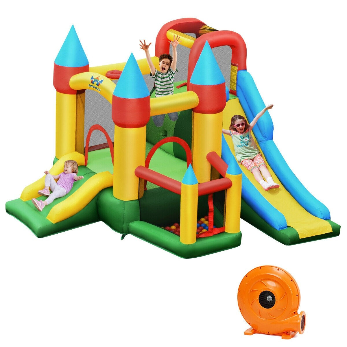 Inflatable Bounce House, 6-in-1 Jumping Castle Bouncer (with 780W Air Blower)