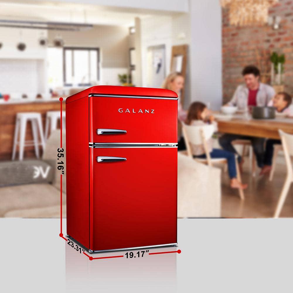 Galanz 31 cu ft Retro Mini Fridge in Red with Dual Door True Freezer