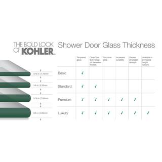 KOHLER Pleat 59.625 in. x 63.5625 in. Frameless Sliding Bathtub Door in Matte Black with Crystal Clear Glass K-707602-8L-BL